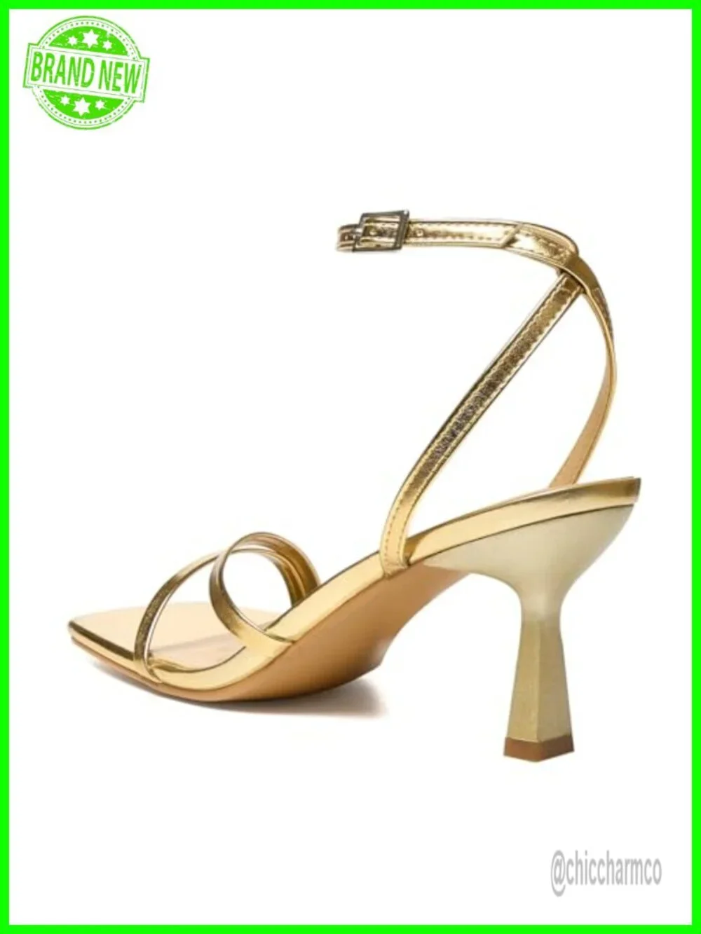 Strappy Heels Square Open Toe 2.7 Inch Stiletto Dress Sandals Ankle Strap